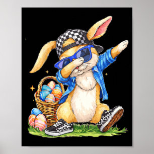 Cool Easter Bunny Hip Hop Kids Boys Poster