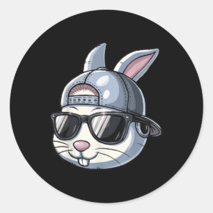 Cool Easter Bunny With Hat Funny Teens Boys Kids  Classic Round Sticker