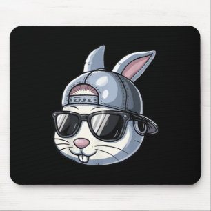 Cool Easter Bunny With Hat Funny Teens Boys Kids Mouse Pad