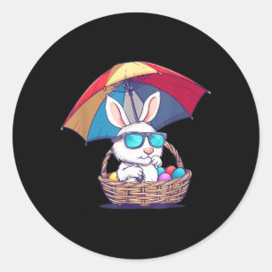 Cool easter bunny with sunglasses and colourful eg classic round sticker