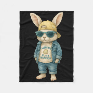Cool Easter Bunny With Sungles For Boys Teens Men Fleece Blanket