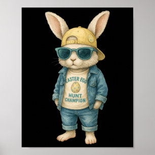 Cool Easter Bunny With Sungles For Boys Teens Men Poster
