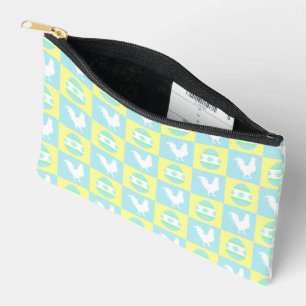 Cool Easter Chequerboard Pattern Rooster Eggs Accessory Pouch