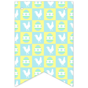 Cool Easter Chequerboard Pattern Rooster Eggs Bunting