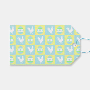 Cool Easter Chequerboard Pattern Rooster Eggs Gift Tags