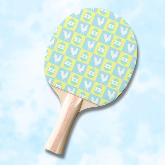 Cool Easter Chequerboard Pattern Rooster Eggs Ping Pong Paddle (Creator Uploaded)