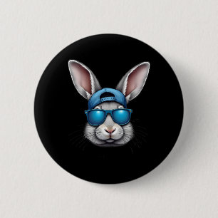 Cool Easter Day Bunny Face With Sungles Men Boys K 6 Cm Round Badge