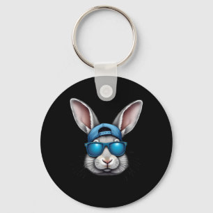 Cool Easter Day Bunny Face With Sungles Men Boys K Key Ring