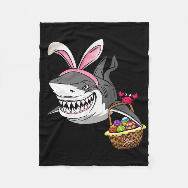 Cool Easter Shark Easter Sket Bunny Ears Happy Eas Fleece Blanket (Front)
