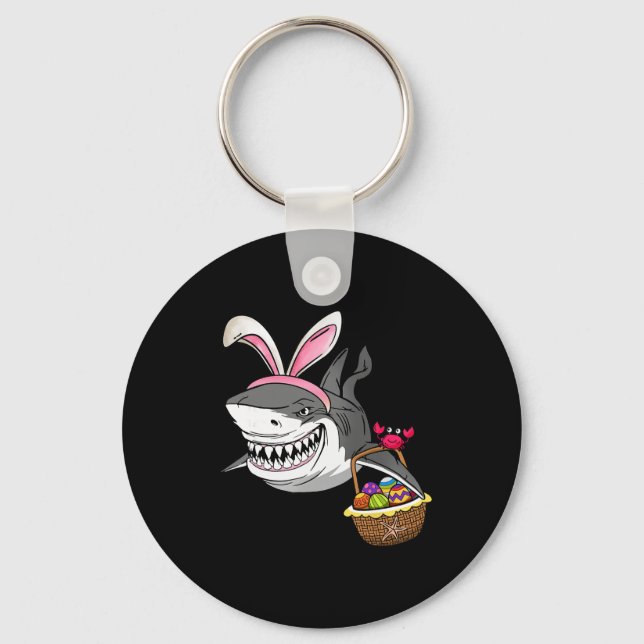 Cool Easter Shark Easter Sket Bunny Ears Happy Eas Key Ring (Front)