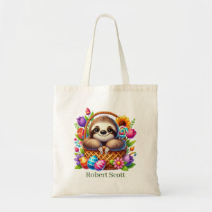 Cool Easter sloth add name Tote Bag