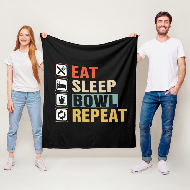 Cool eat sleep bowl repeat word art  fleece blanket (In Situ)