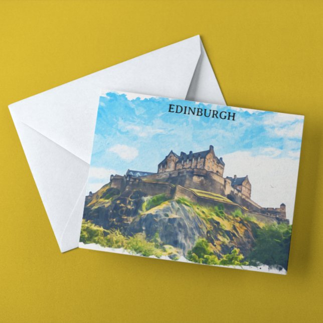 Cool Edinburgh Scotland Castle Painting Postcard (edinburgh scotland watercolor castle)