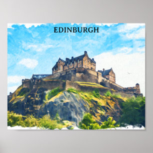 Cool Edinburgh Scotland Castle Painting Poster
