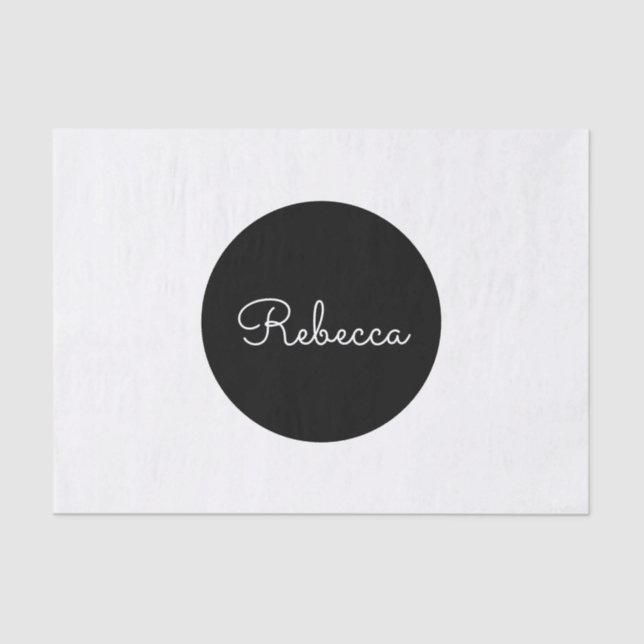 Cool Editable White Script Retro-Modern Design Tissue Paper (Front)