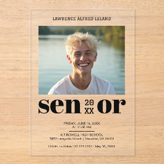 Cool Editorial Style Senior Grad Photo TMF26 Acrylic Invitations