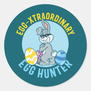 Cool egg hunter word art kids  classic round sticker