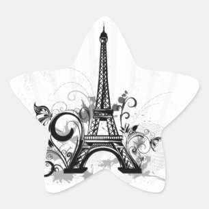 Cool Eiffel Tower swirls dots splatters butterfly Star Sticker