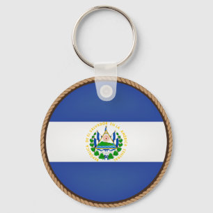 Cool El Salvador Flag Seal Key Ring