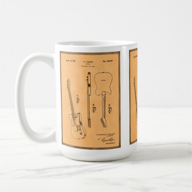 Cool Electric Guitar Patent Retro Art Coffee Mug (Left)