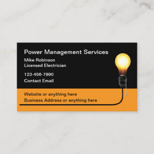 Cool Electrician Services Modern  Business Card