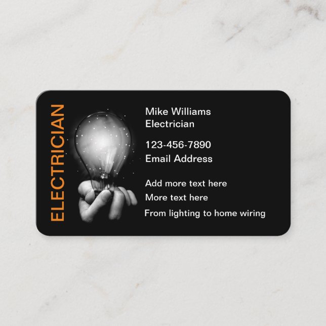 Cool Electrician Theme Business Cards (Front)