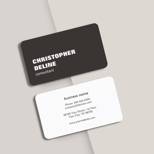 Cool Elegant Bold Ivory Black White Consultant Business Card (Creator Uploaded)