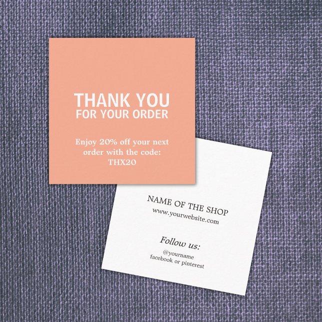 Cool Elegant Bold Salmon Thank You Card Coupon (Creator Uploaded)