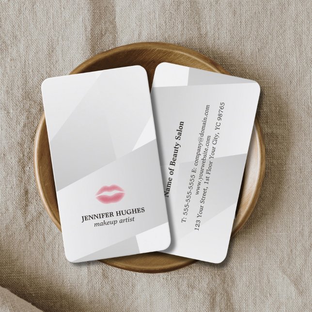 Cool Elegant Faux Silver Geometric Makeup Artist Business Card (Creator Uploaded)