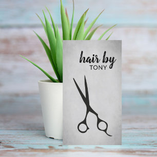 Cool Elegant Grey Black Scissors Hairstylist Business Card