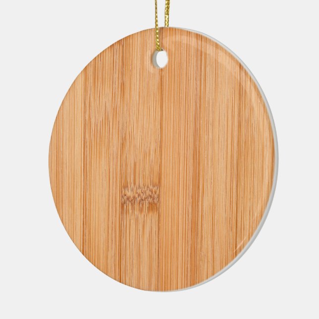 Cool elegant light brown bamboo wood print ceramic ornament (Left)