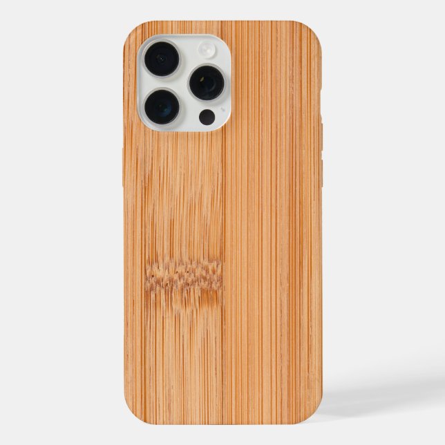 Cool elegant light brown bamboo wood print iPhone case (Back)