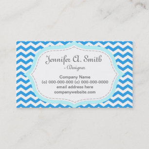 Cool, elegant, modern blue chevron business cards. card