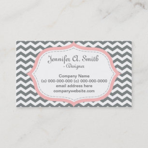 Cool, elegant, modern grey chevron business cards. card