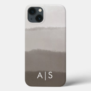 Cool Elegant Monogrammed Initials Davy Grey Ombre iPhone 13 Case
