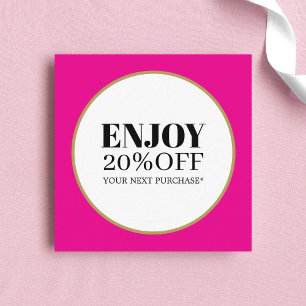 Cool Elegant Pink Rose Golden White Circle Salon Discount Card
