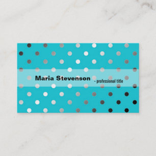 Cool,elegant shining aqua blue polka dots business card
