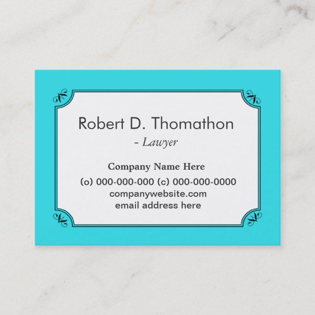 Cool, elegant simple, blue informative appointment card (Front)
