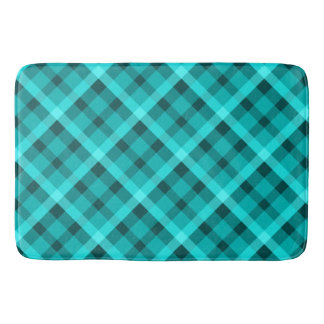Cool Elegant Turquoise Plaid Large Bath Mat