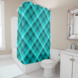 Cool Elegant Turquoise Plaid Shower Curtain