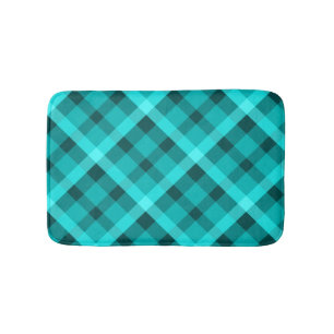 Cool Elegant Turquoise Plaid Small Bath Mat