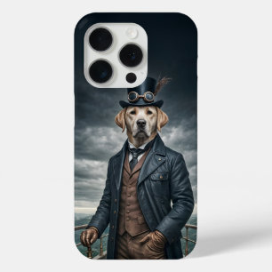 Cool Elegant Victorian Steampunk Labrador Dog Art iPhone 15 Pro Case