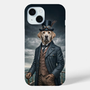 Cool Elegant Victorian Steampunk Labrador Dog Art iPhone 15 Case