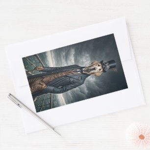 Cool Elegant Victorian Steampunk Labrador Dog Art Rectangular Sticker