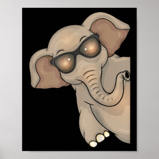 Cool Elephant With Sunglasses Kids Elephant Lover  Poster