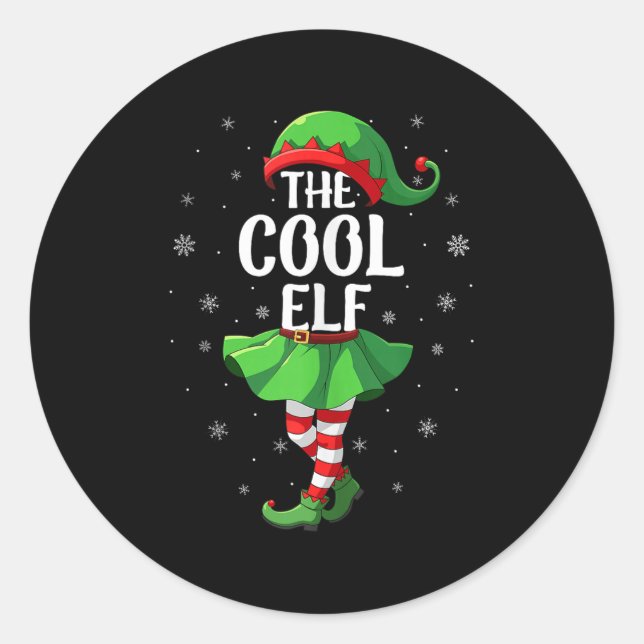 Cool Elf Christmas Girls Women Elf Squad Xmas Fami Classic Round Sticker (Front)