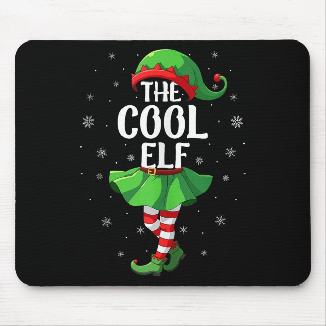 Cool Elf Christmas Girls Women Elf Squad Xmas Fami Mouse Pad (Front)