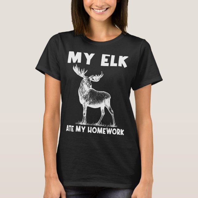 Cool Elk For Kids Boys Elk Deer Hunter Hunting T-Shirt (Front)