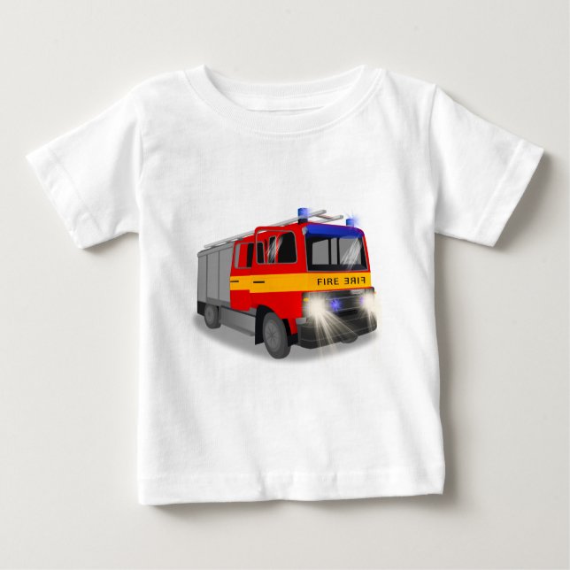 Cool Emergency Fire Engine Cartoon Design for Kids Baby T-Shirt (Front)