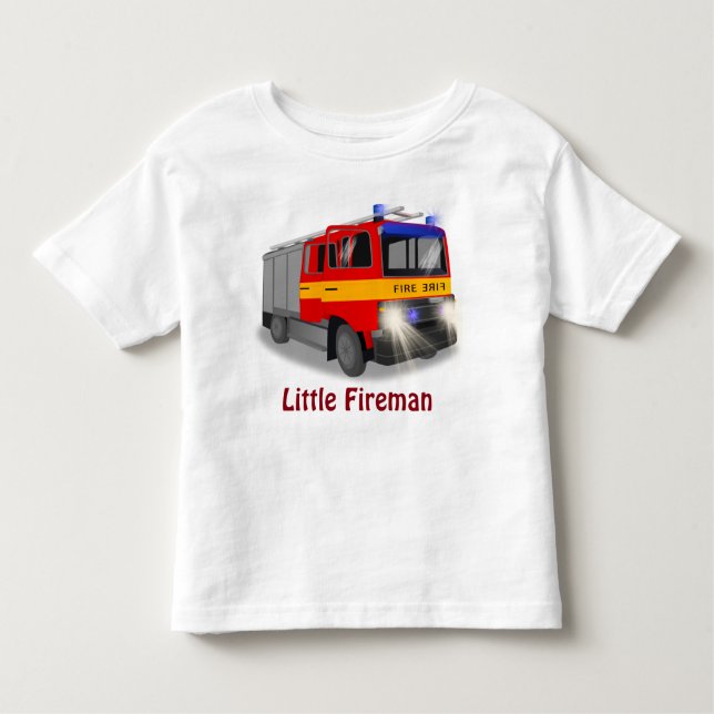 Cool Emergency Fire Engine Cartoon Design for Kids Toddler T-Shirt (Front)